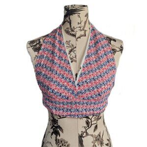 Vintage 70s Halter Crop Top Bra Mod Go Go Hippie Festival No Size Tag 38" Tie